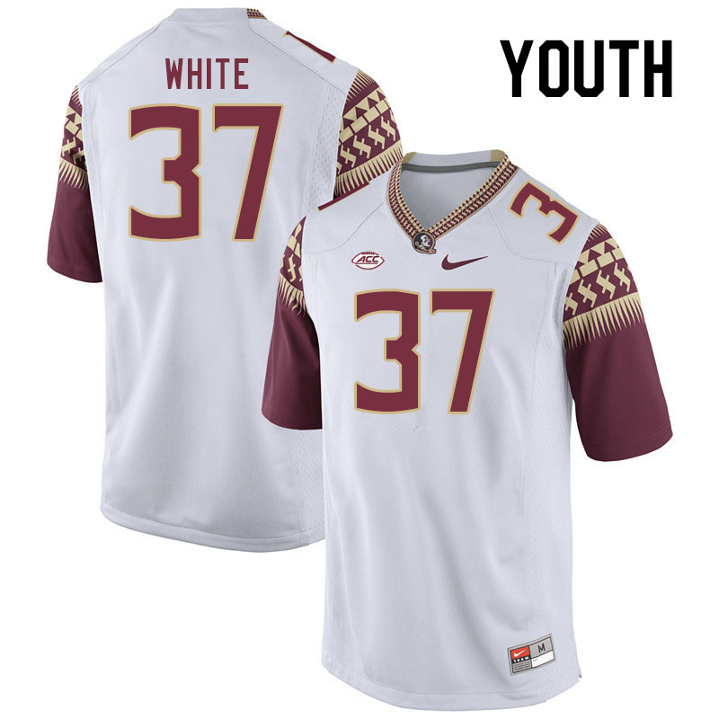 Youth #37 Christian White Florida State Seminoles College Football Jerseys Stitched-White